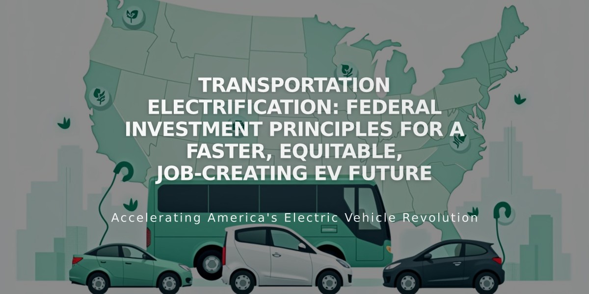 Transportation Electrification: Federal Investment Principles for a Faster, Equitable, Job-Creating EV Future