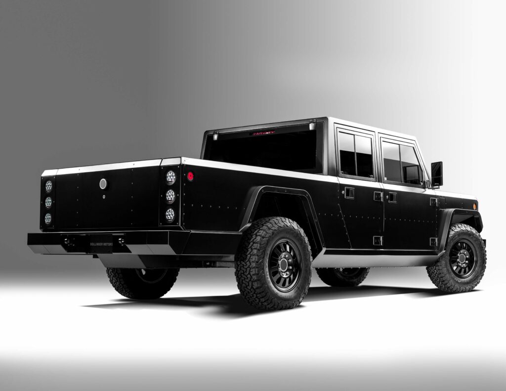 Black Bollinger B2 electric pickup truck