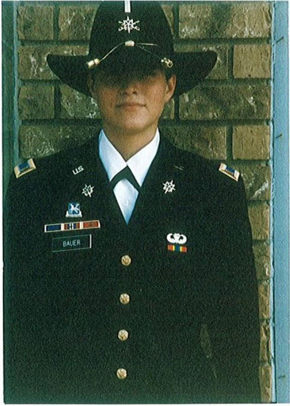 female veteran in military uniform