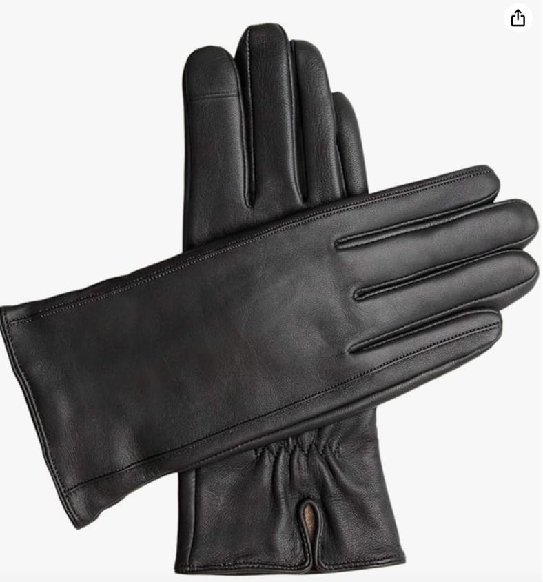 Black leather luxury driving gloves