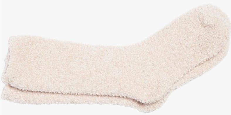 Cloud-soft beige fuzzy socks