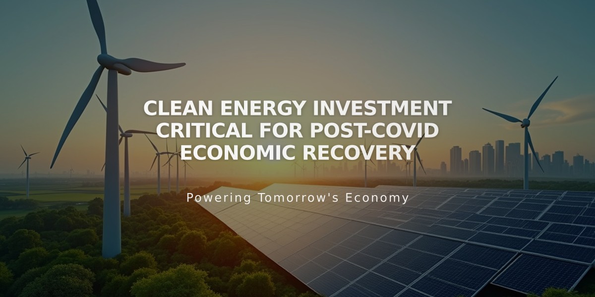 Clean Energy Investment Critical for Post-COVID Economic Recovery