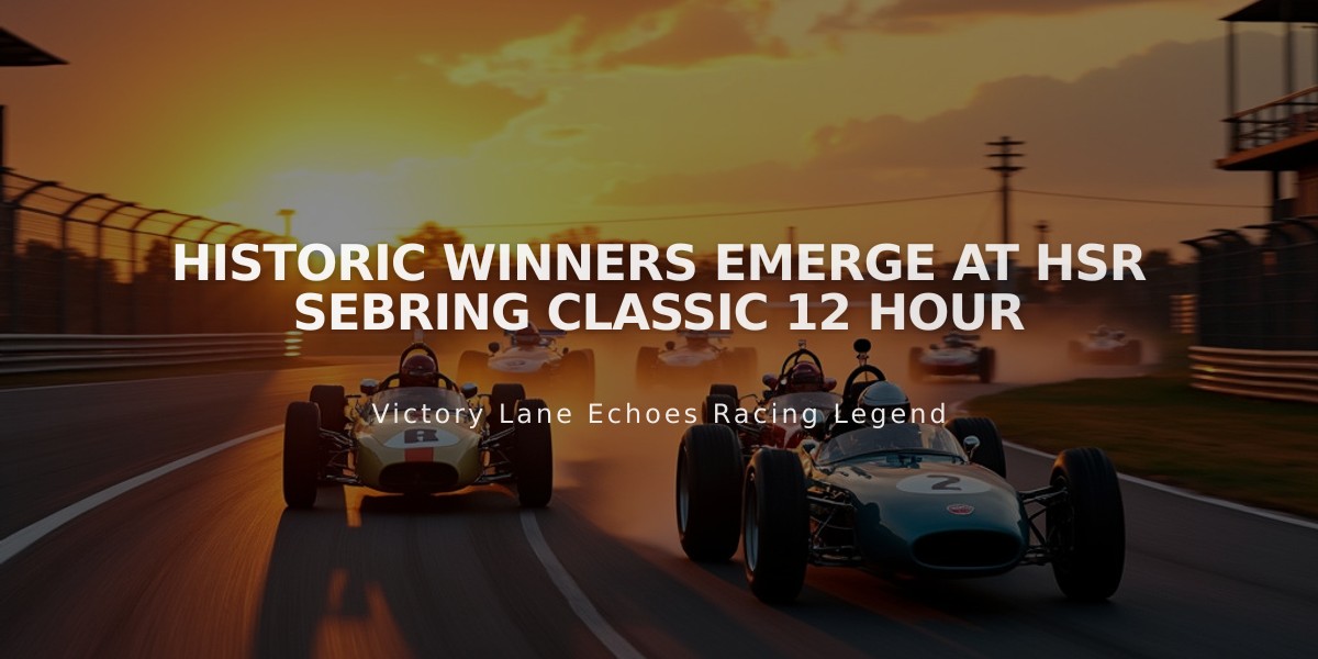 Historic Winners Emerge at HSR Sebring Classic 12 Hour