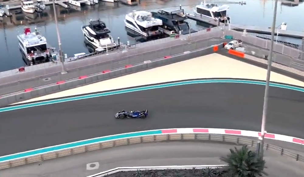 Racecar speeds through Monaco harbor circuit