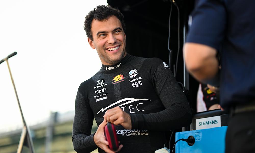 Devlin DeFrancesco smiling at racing event