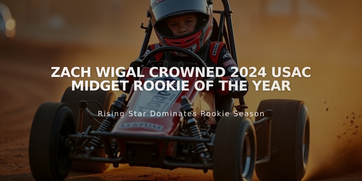 Zach Wigal Crowned 2024 USAC Midget Rookie of the Year