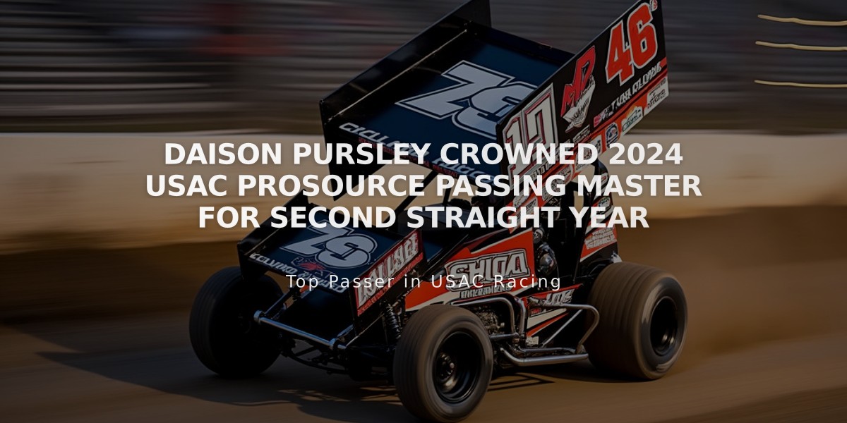 Daison Pursley Crowned 2024 USAC ProSource Passing Master for Second Straight Year