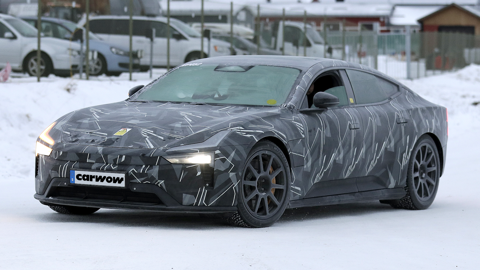 Polestar 5 driving in snowy conditions