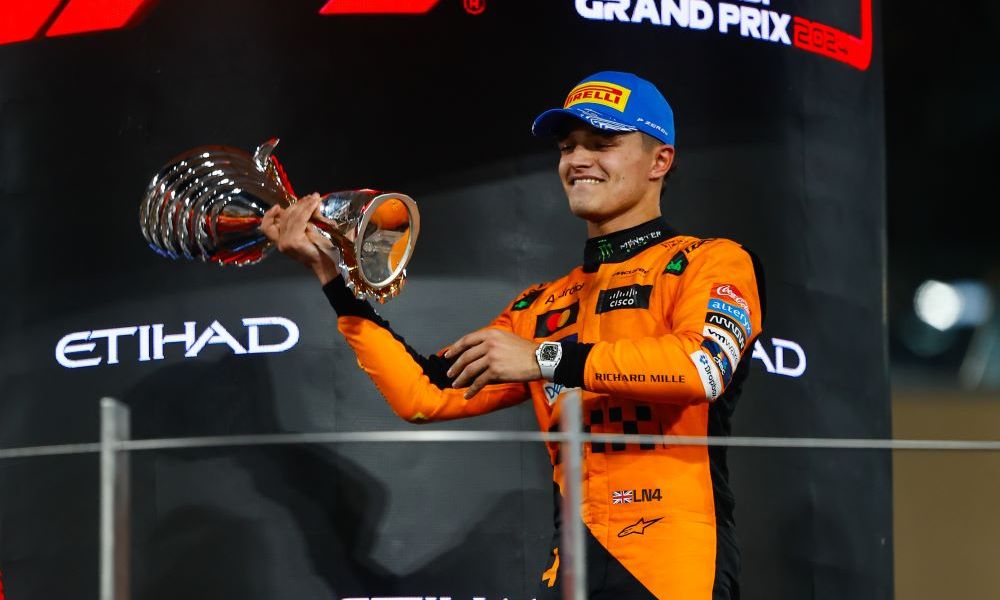 Trophy winner celebrates racing victory