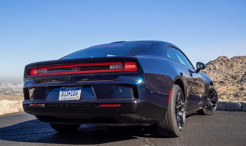 Black Dodge Charger Daytona EV rear