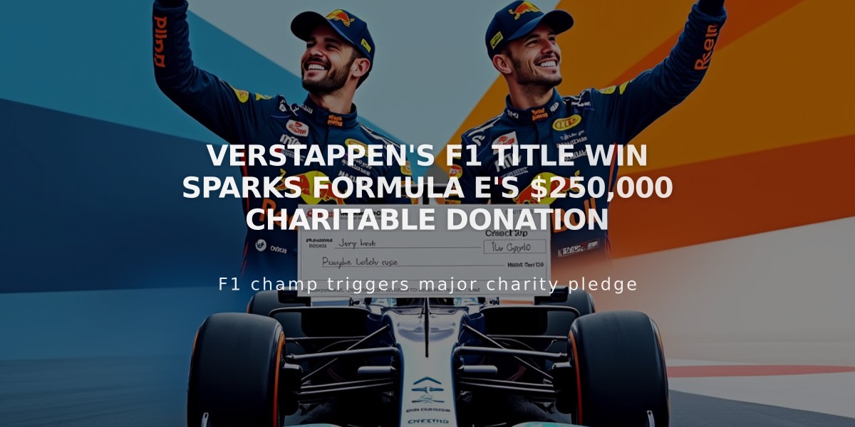 Verstappen's F1 Title Win Sparks Formula E's $250,000 Charitable Donation