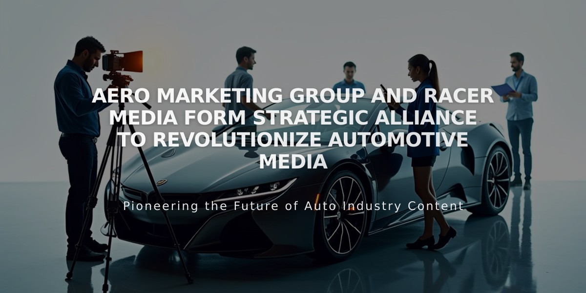 AERO Marketing Group and RACER Media Form Strategic Alliance to Revolutionize Automotive Media