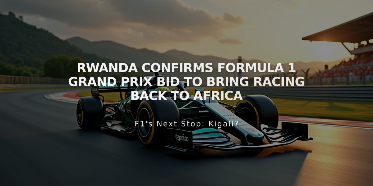 Rwanda Confirms Formula 1 Grand Prix Bid to Bring Racing Back to Africa