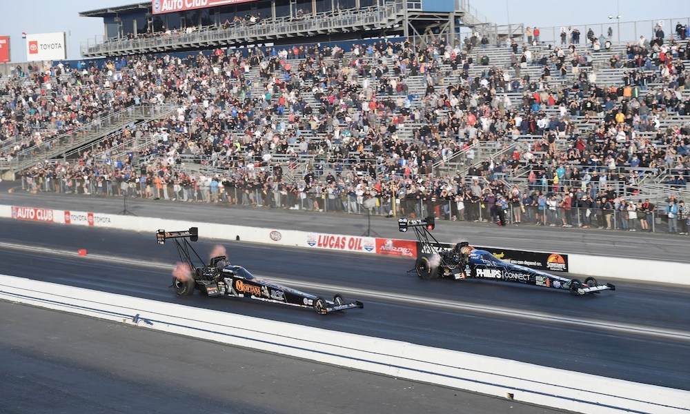 NHRA dragster racing action