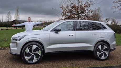 Man behind silver Volvo EX90