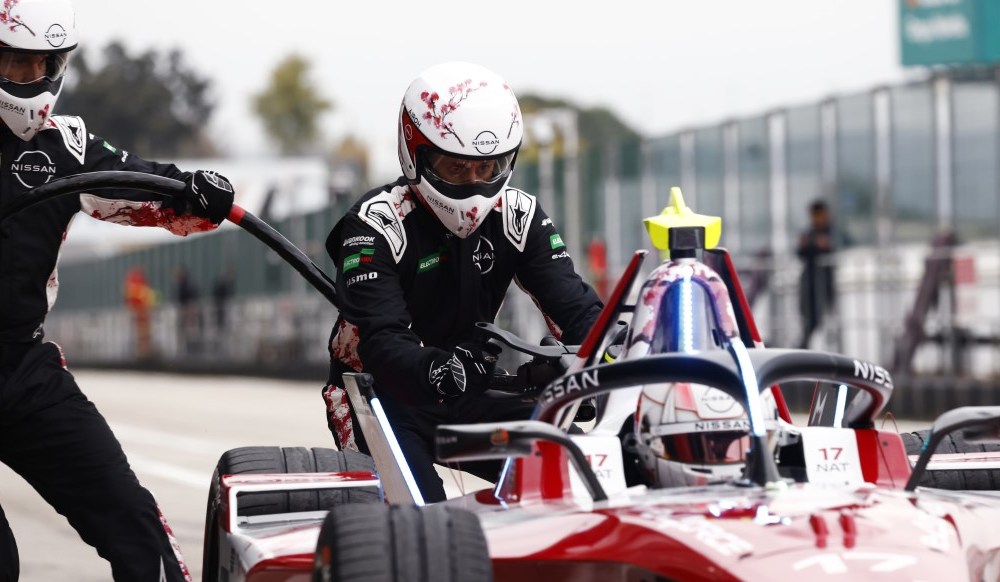 Nissan Formula E car in pits