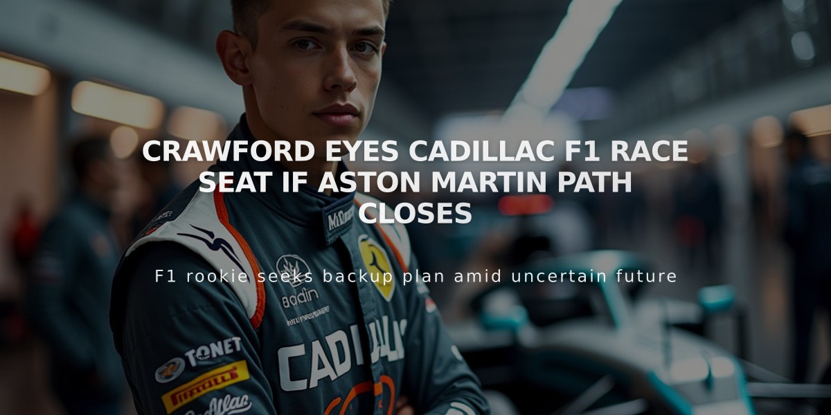 Crawford Eyes Cadillac F1 Race Seat If Aston Martin Path Closes