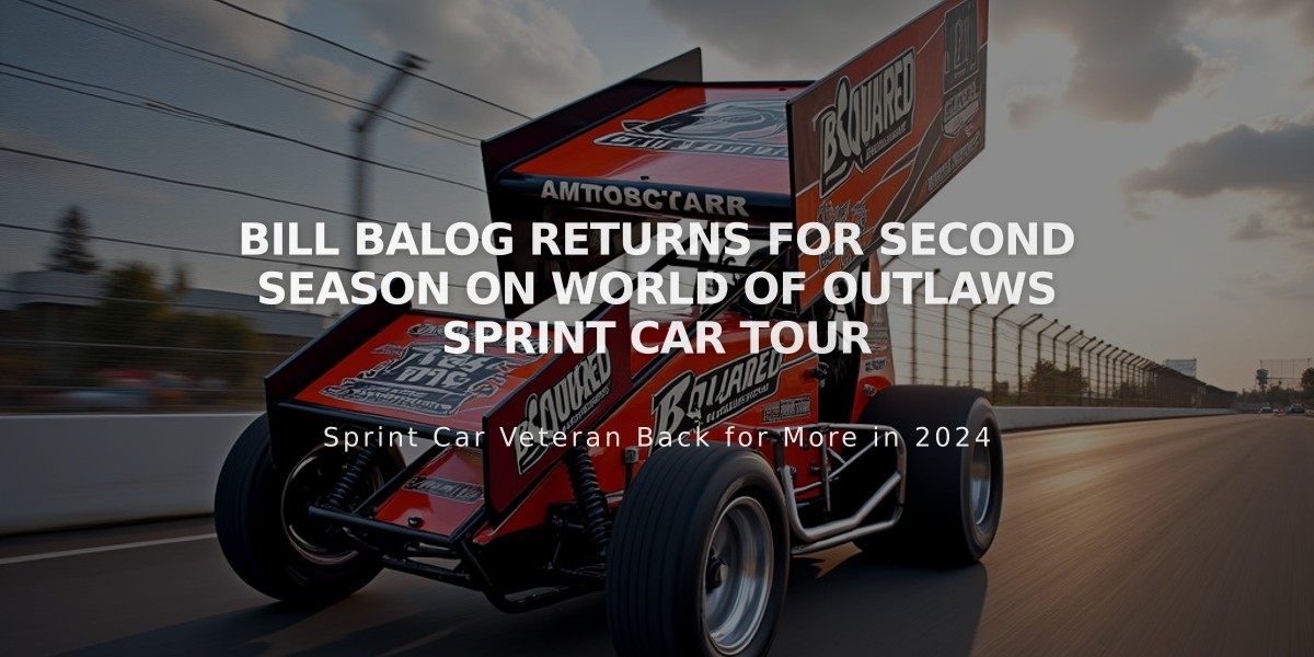 Bill Balog Returns for Second Season on World of Outlaws Sprint Car Tour