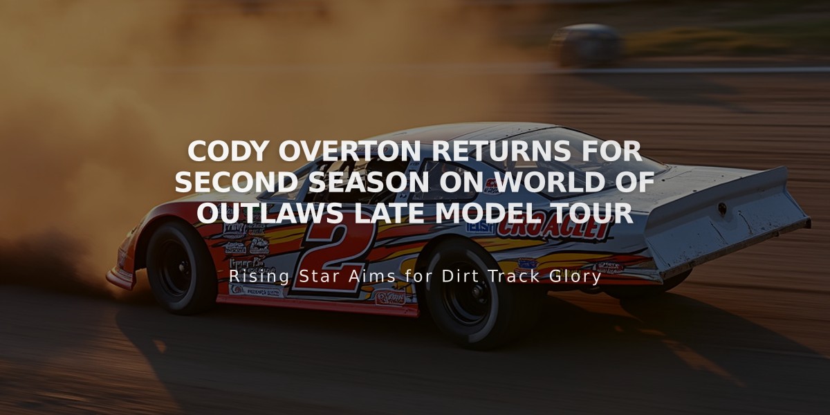 Cody Overton Returns for Second Season on World of Outlaws Late Model Tour