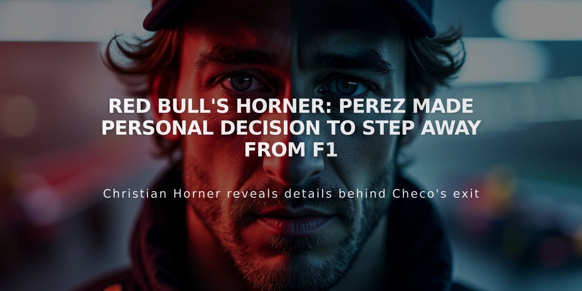 Red Bull's Horner: Perez Made Personal Decision to Step Away from F1