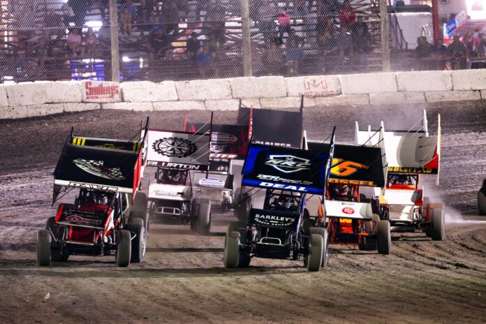 Sprint cars racing ASCS dirt track