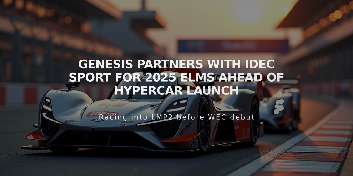 Genesis Partners with IDEC Sport for 2025 ELMS Ahead of Hypercar Launch