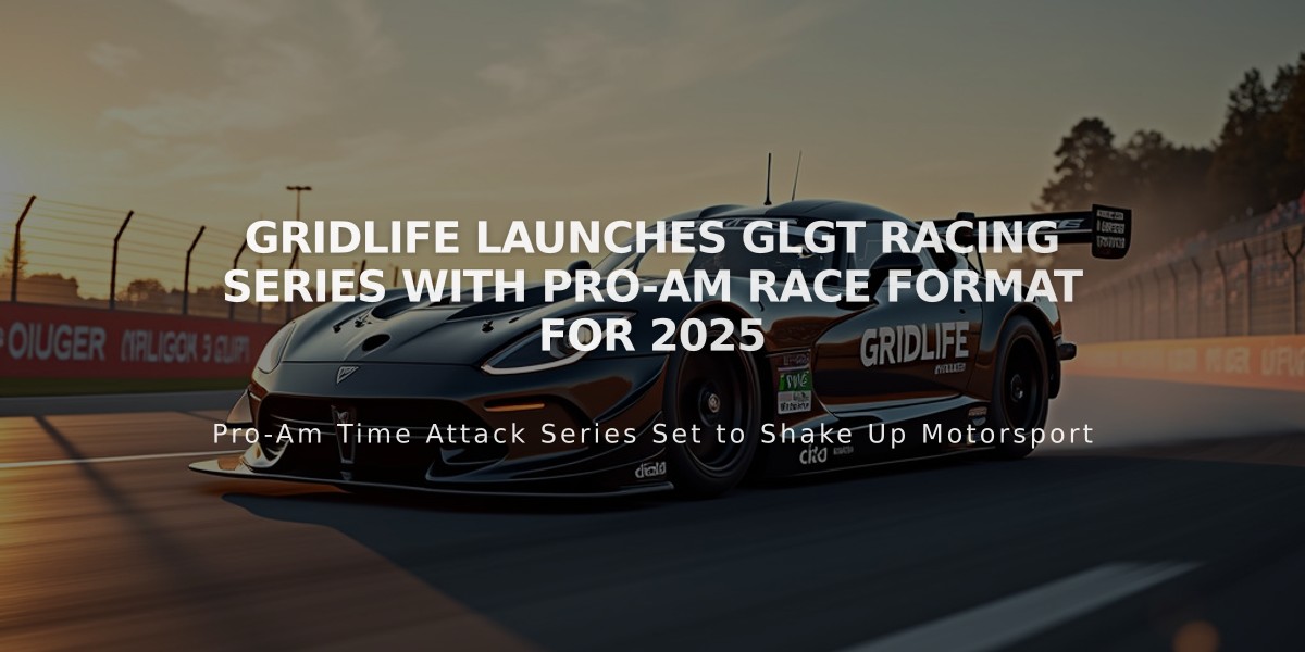 GRIDLIFE launches GLGT racing series with pro-am race format for 2025