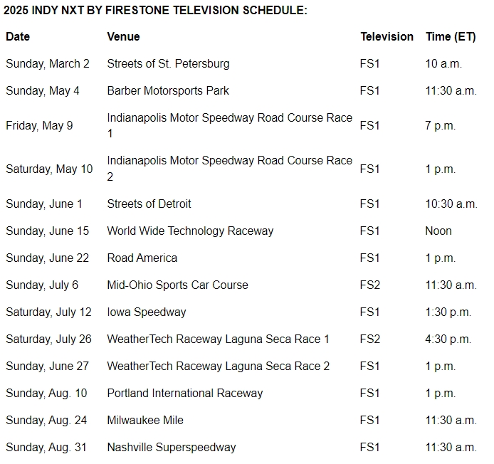 2024 Racing Schedule Calendar