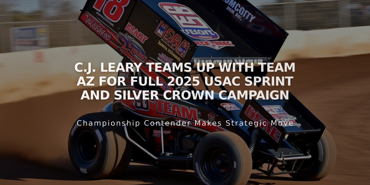 C.J. Leary Teams Up with Team AZ for Full 2025 USAC Sprint and Silver Crown Campaign