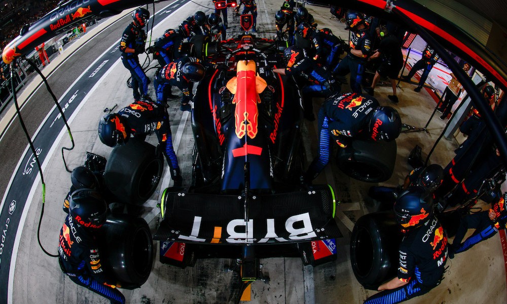 Red Bull pit crew in action