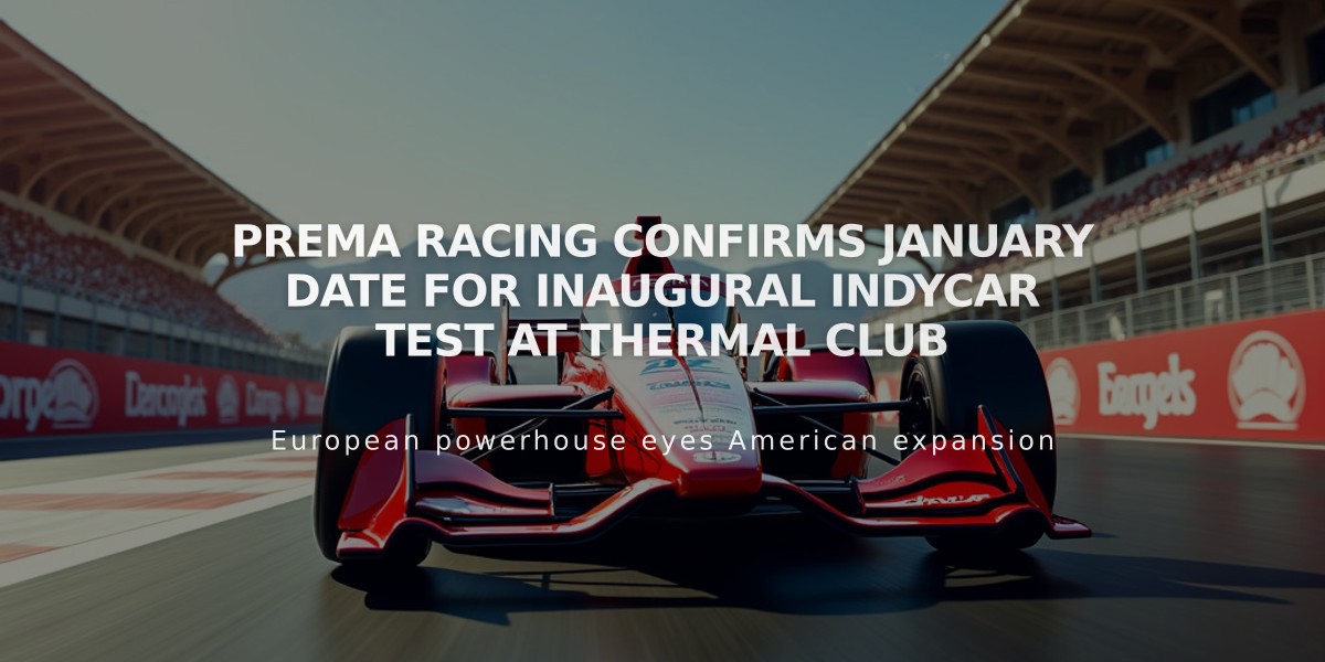 PREMA Racing Confirms January Date for Inaugural IndyCar Test at Thermal Club