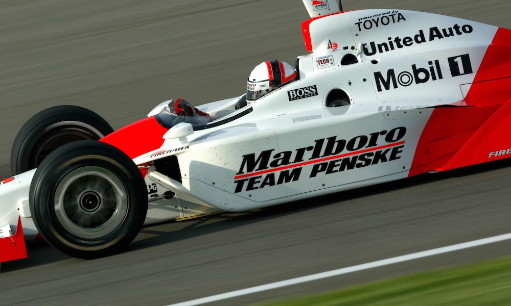 Red and white NTT IndyCar