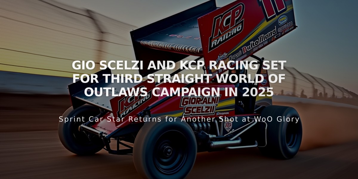 Gio Scelzi and KCP Racing Set for Third Straight World of Outlaws Campaign in 2025