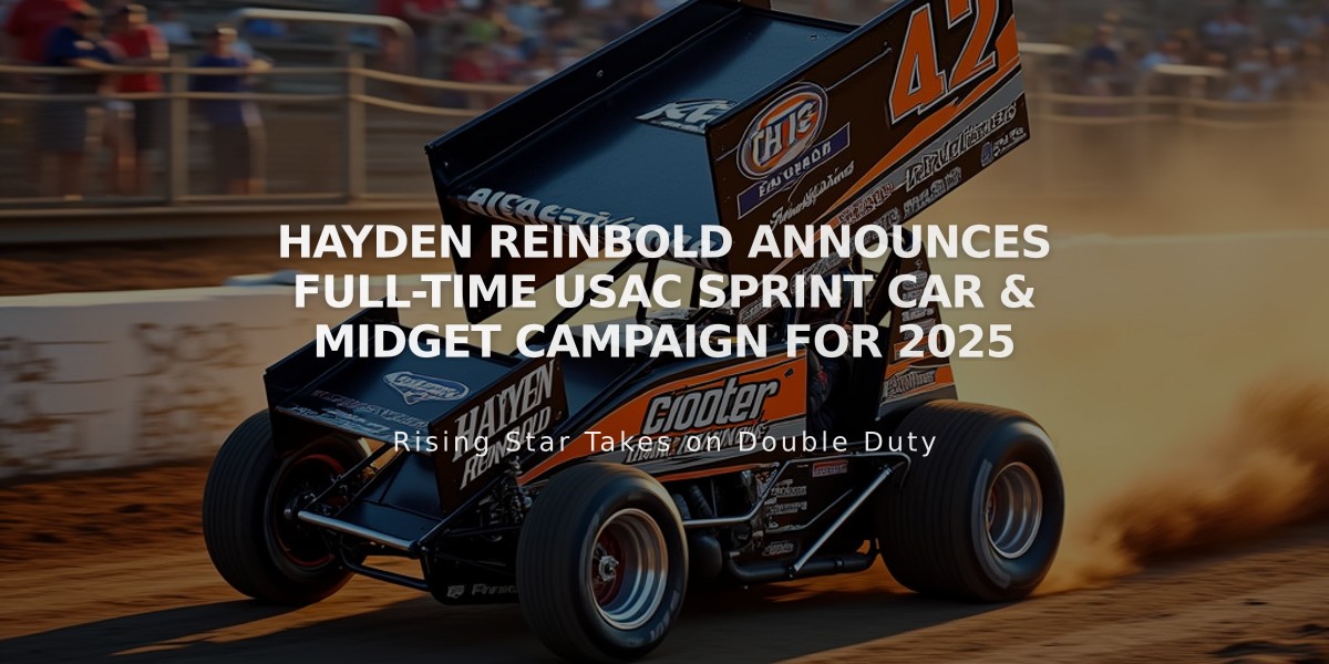 Hayden Reinbold Announces Full-Time USAC Sprint Car & Midget Campaign for 2025