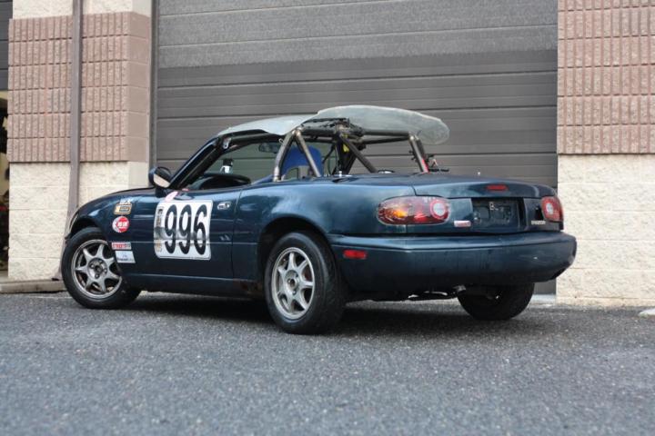 Blue Miata race car