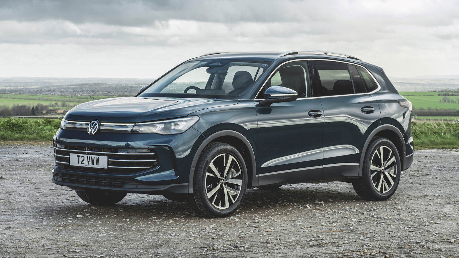 VW Tiguan on grassy slope