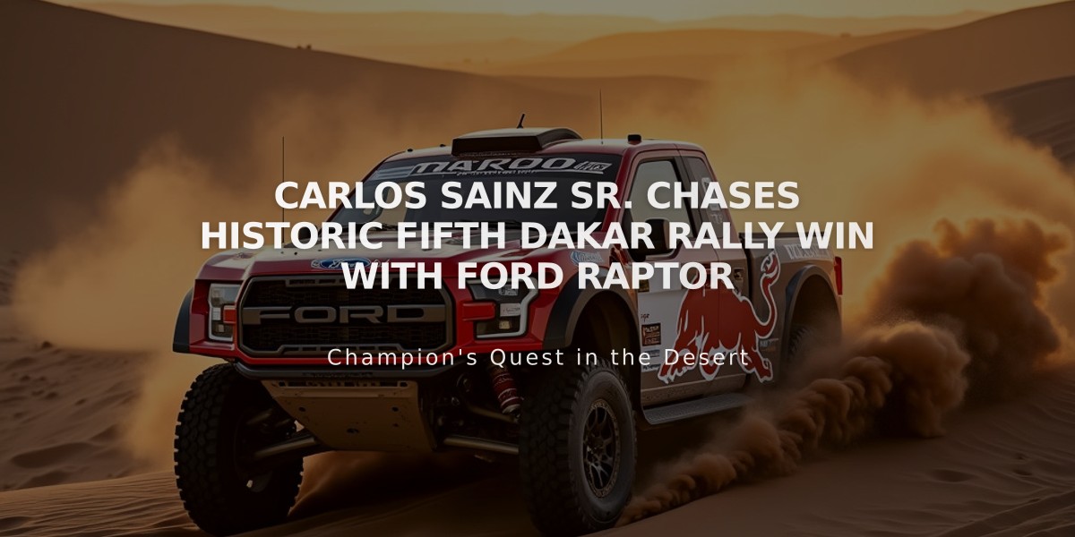 Carlos Sainz Sr. Chases Historic Fifth Dakar Rally Win with Ford Raptor