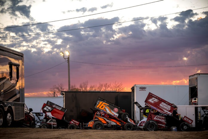 Racing track at golden hour