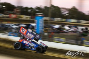 Race car on dirt track