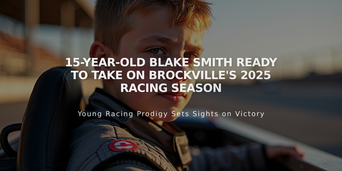 15-Year-Old Blake Smith Ready to Take on Brockville's 2025 Racing Season