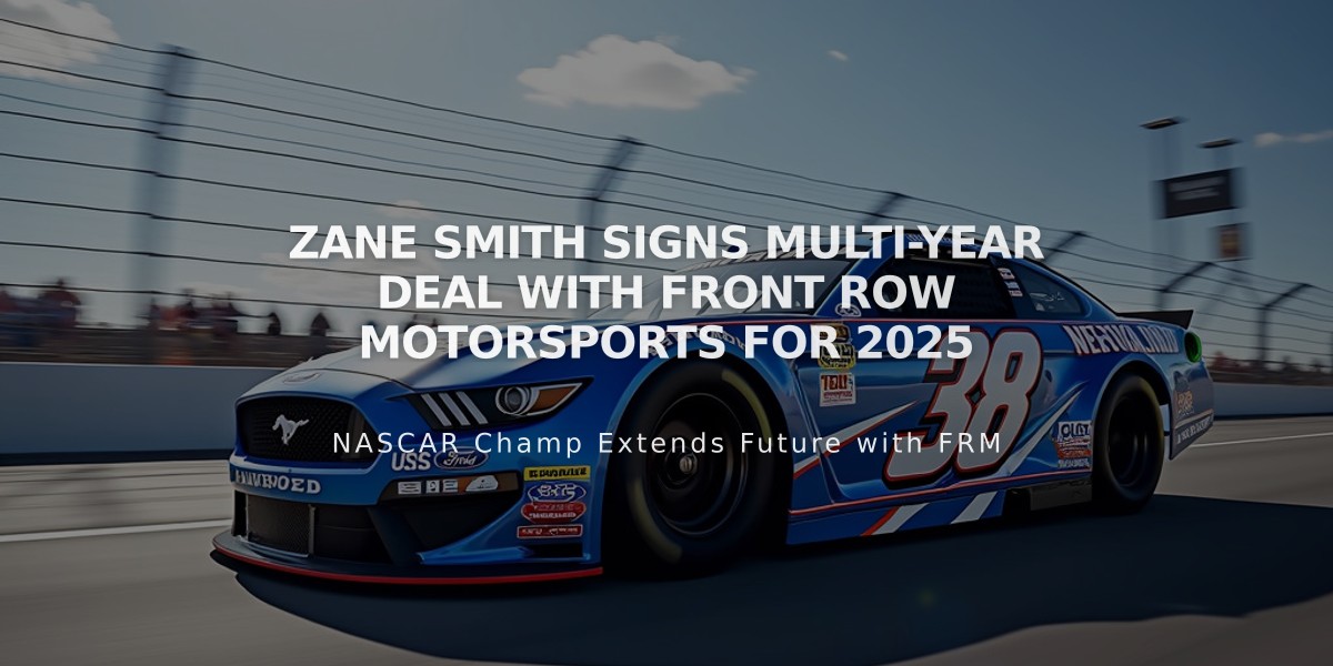 Zane Smith Signs Multi-Year Deal with Front Row Motorsports for 2025