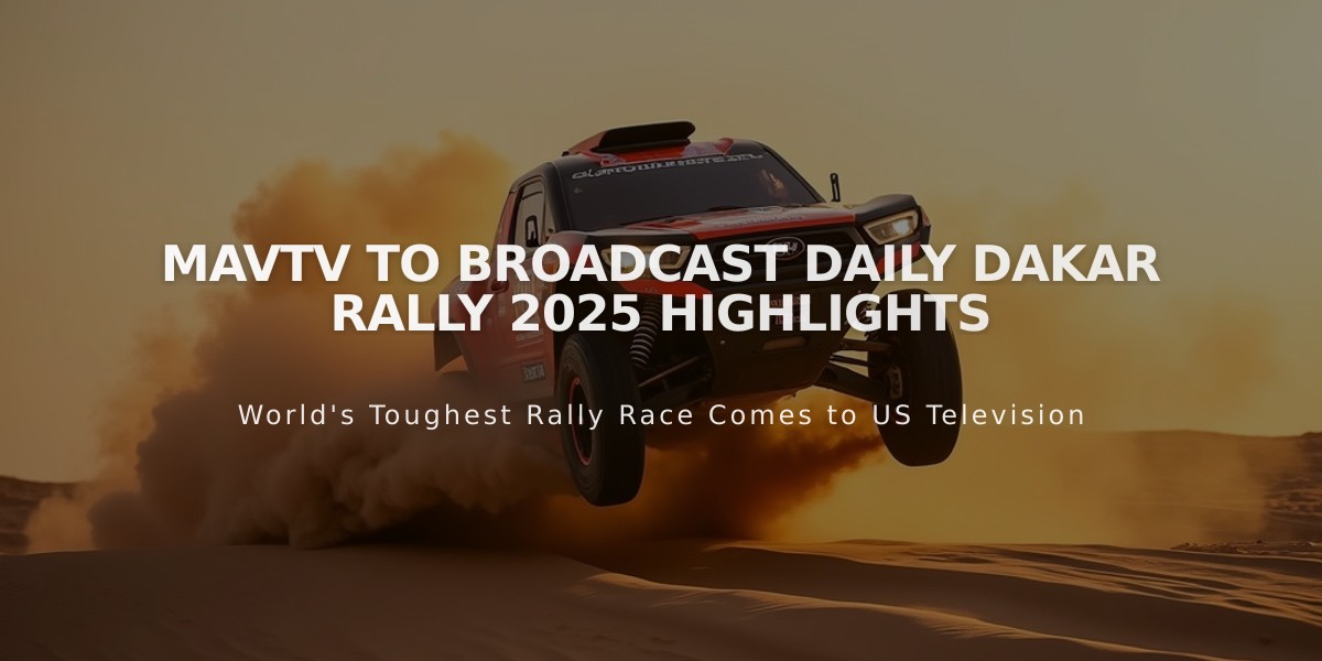 MAVTV to Broadcast Daily Dakar Rally 2025 Highlights