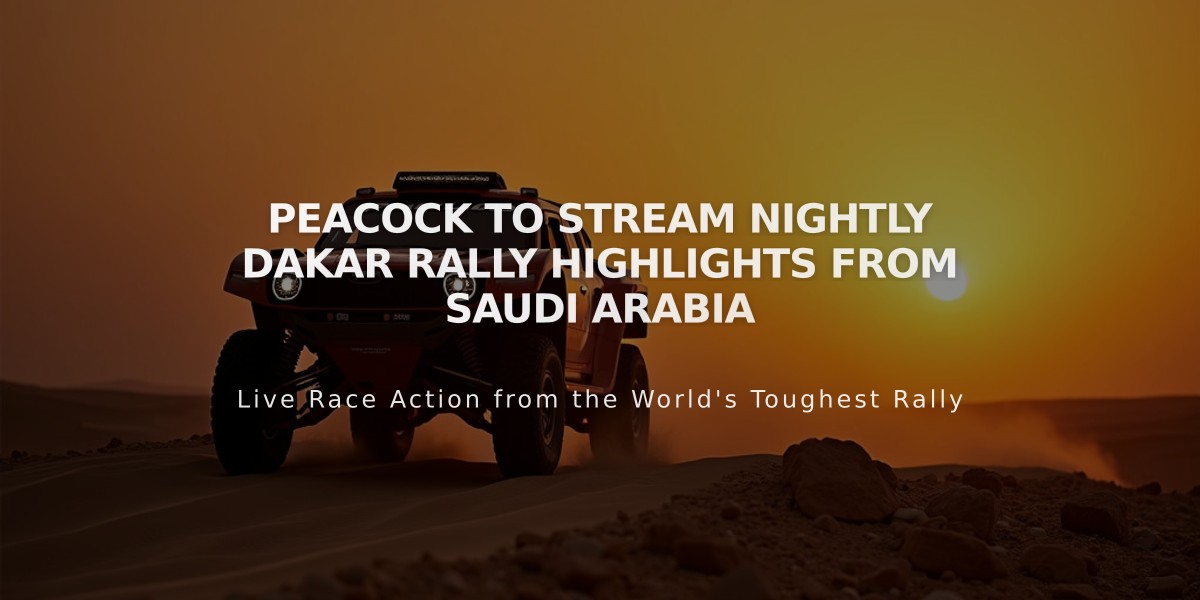 Peacock to Stream Nightly Dakar Rally Highlights from Saudi Arabia