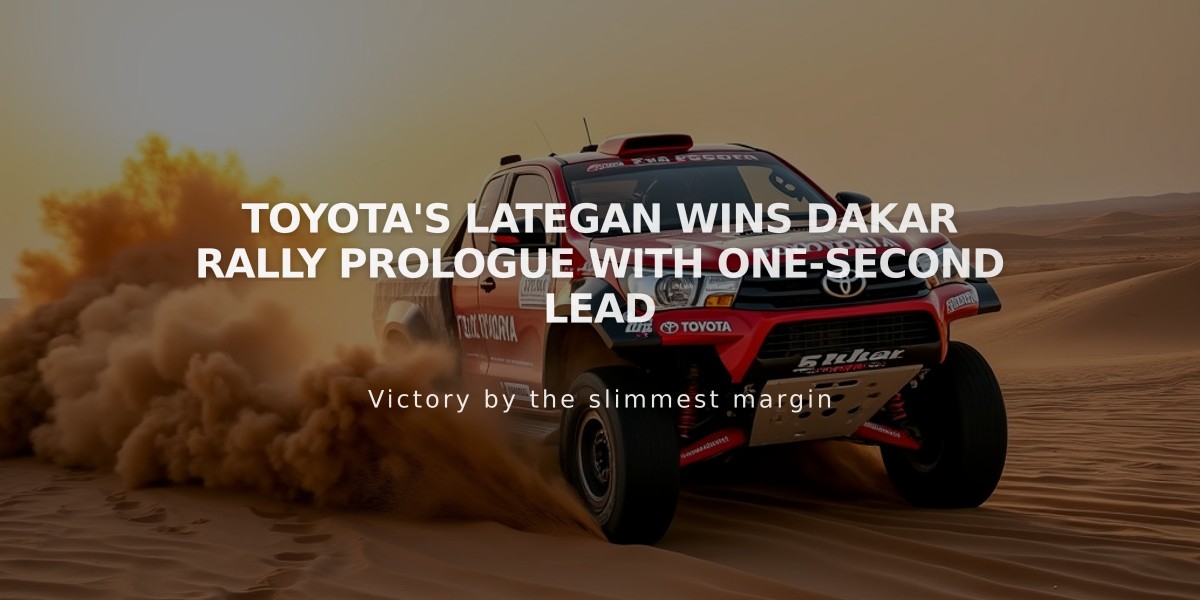 Toyota's Lategan Wins Dakar Rally Prologue with One-Second Lead