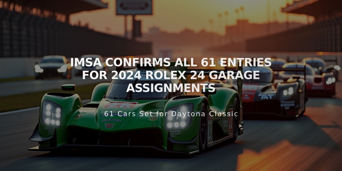 IMSA Confirms All 61 Entries for 2024 Rolex 24 Garage Assignments