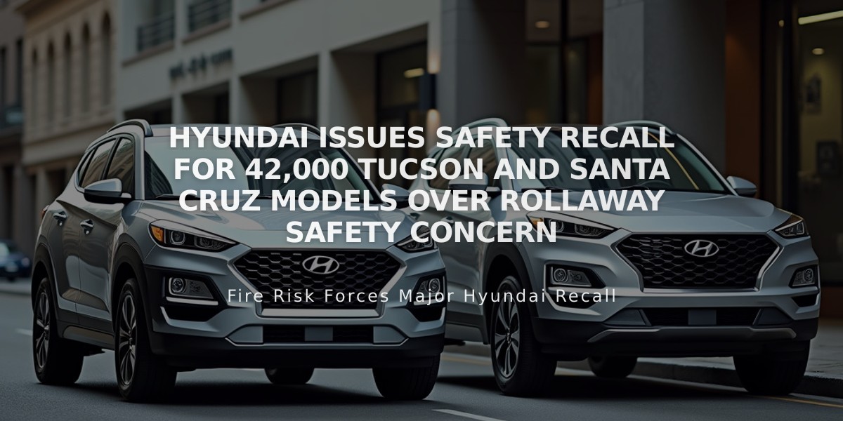 Hyundai Issues Safety Recall for 42,000 Tucson and Santa Cruz Models Over Rollaway Safety Concern