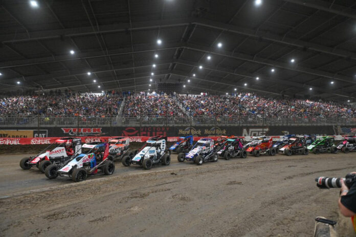 Indoor midget car racing event