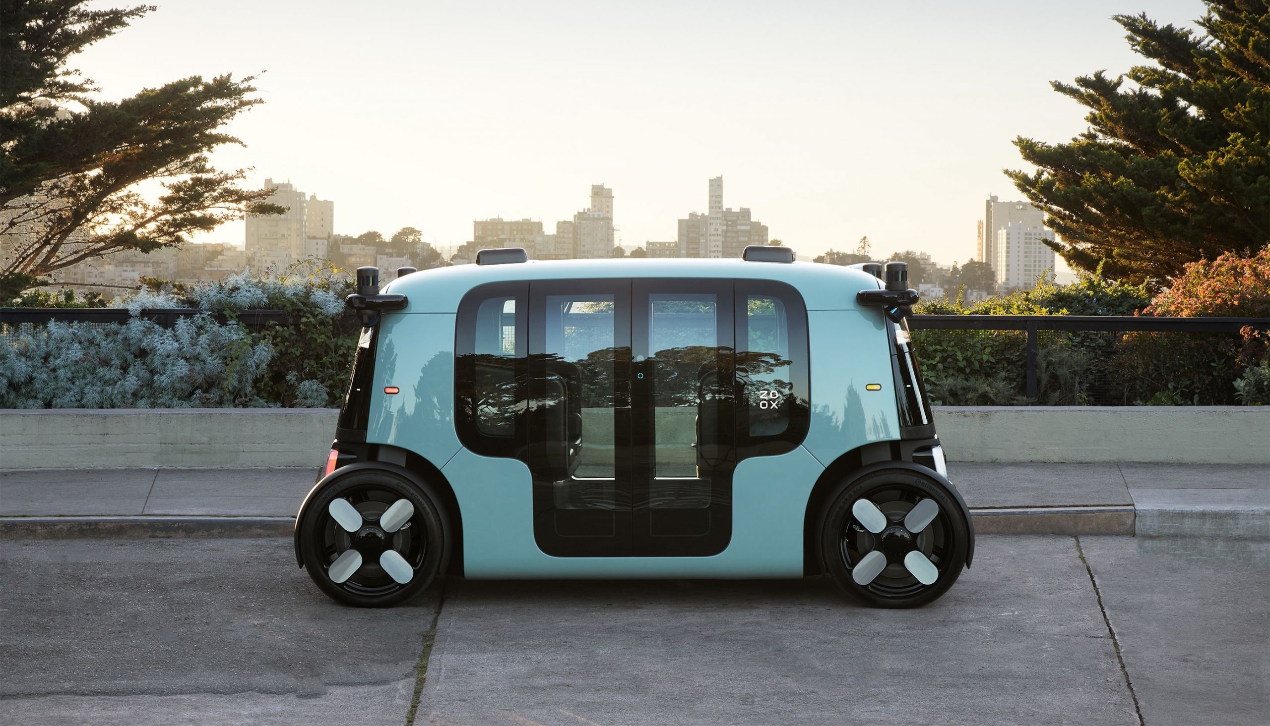 Zoox autonomous vehicle in urban setting