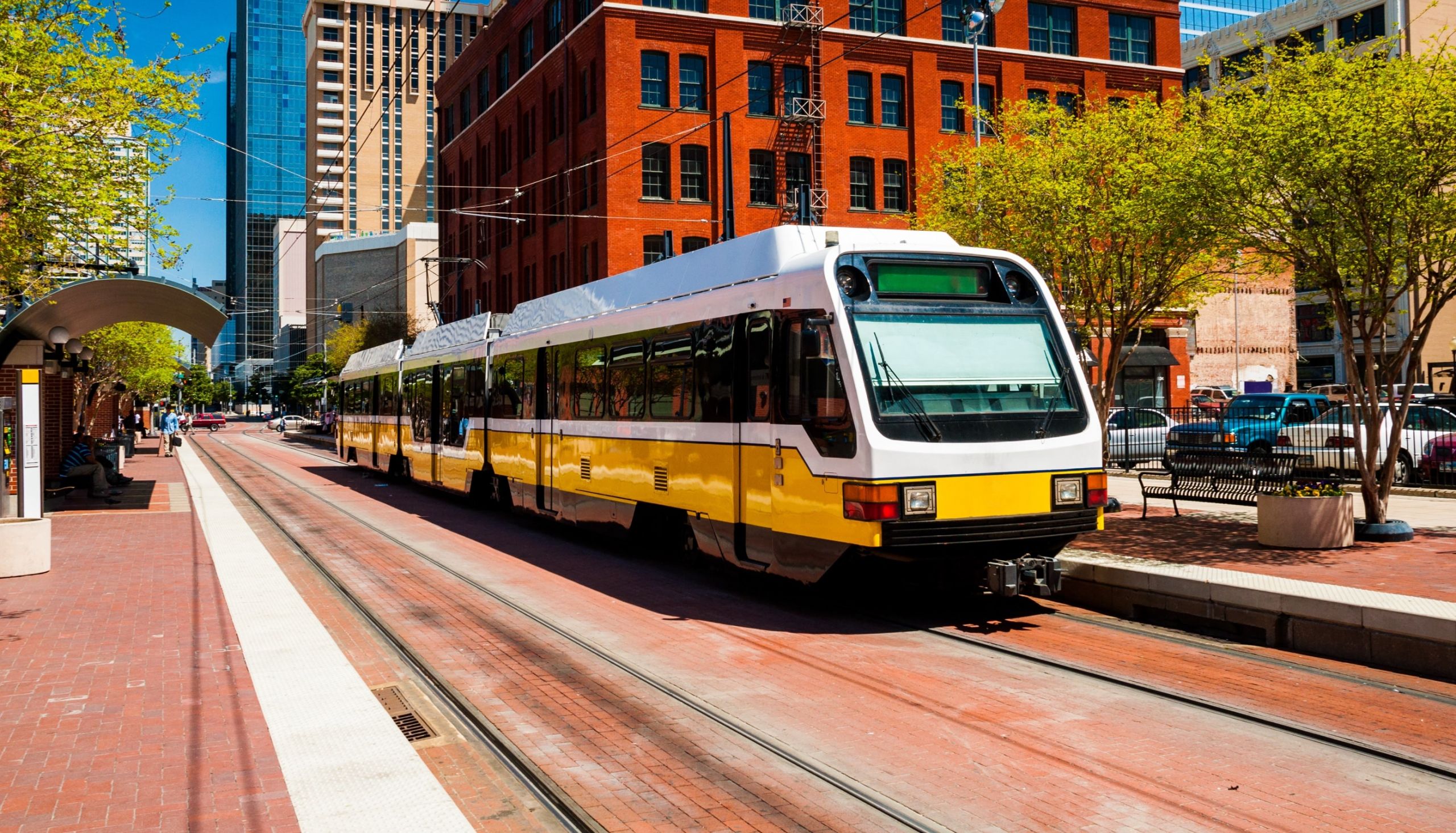 Light rail train on track