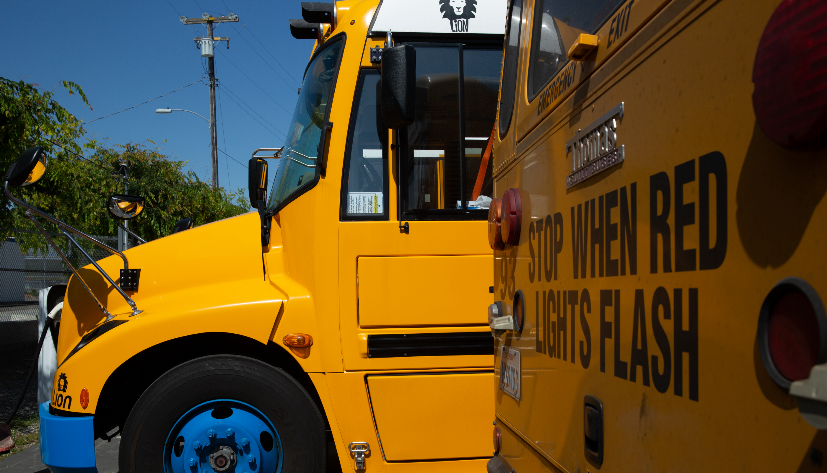 Yellow electric school bus